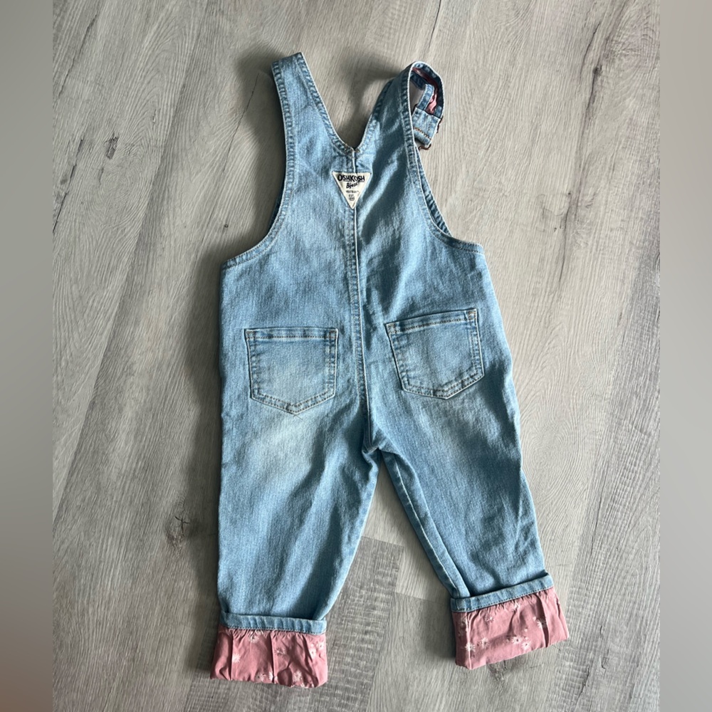 Vintage OshKosh B'gosh Denim Overalls with Pink Cuffs - Picture 4 of 5
